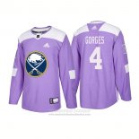 Camiseta Hockey Buffalo Sabres 4 Josh Gorges Autentico 2018 Fights Cancer Violeta