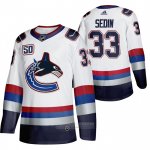 Camiseta Hockey Vancouver Canucks Henrik Sedin 50 Aniversario Vintage Blanco Camiseta Hockey Vancouver Canucks Henrik Sedin 50 Aniversario Vintage Blanco