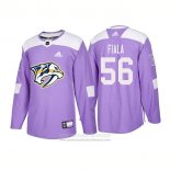 Camiseta Hockey Nashville Predators 56 Kevin Fiala Autentico 2018 Fights Cancer Violeta