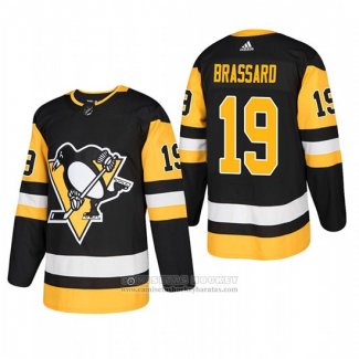 Camiseta Hockey Pittsburgh Penguins 19 Derick Brassard Primera Autentico Jugador Negro