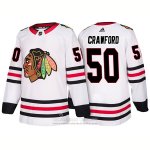 Camiseta Hockey Chicago Blackhawks 50 Corey Crawford Segunda 2018 Blanco