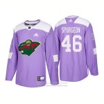 Camiseta Hockey Minnesota Wild 46 Jared Spurgeon Autentico 2018 Fights Cancer Violeta