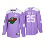 Camiseta Hockey Minnesota Wild 25 Jonas Brodin Autentico 2018 Fights Cancer Violeta